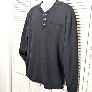 Smiths Workwear Thick Sherpa Fleece Lined Henley Mens XL Black Thermal Waffle